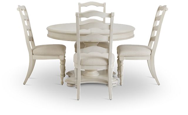 Savannah Ivory Round Table & 4 Chairs (4)