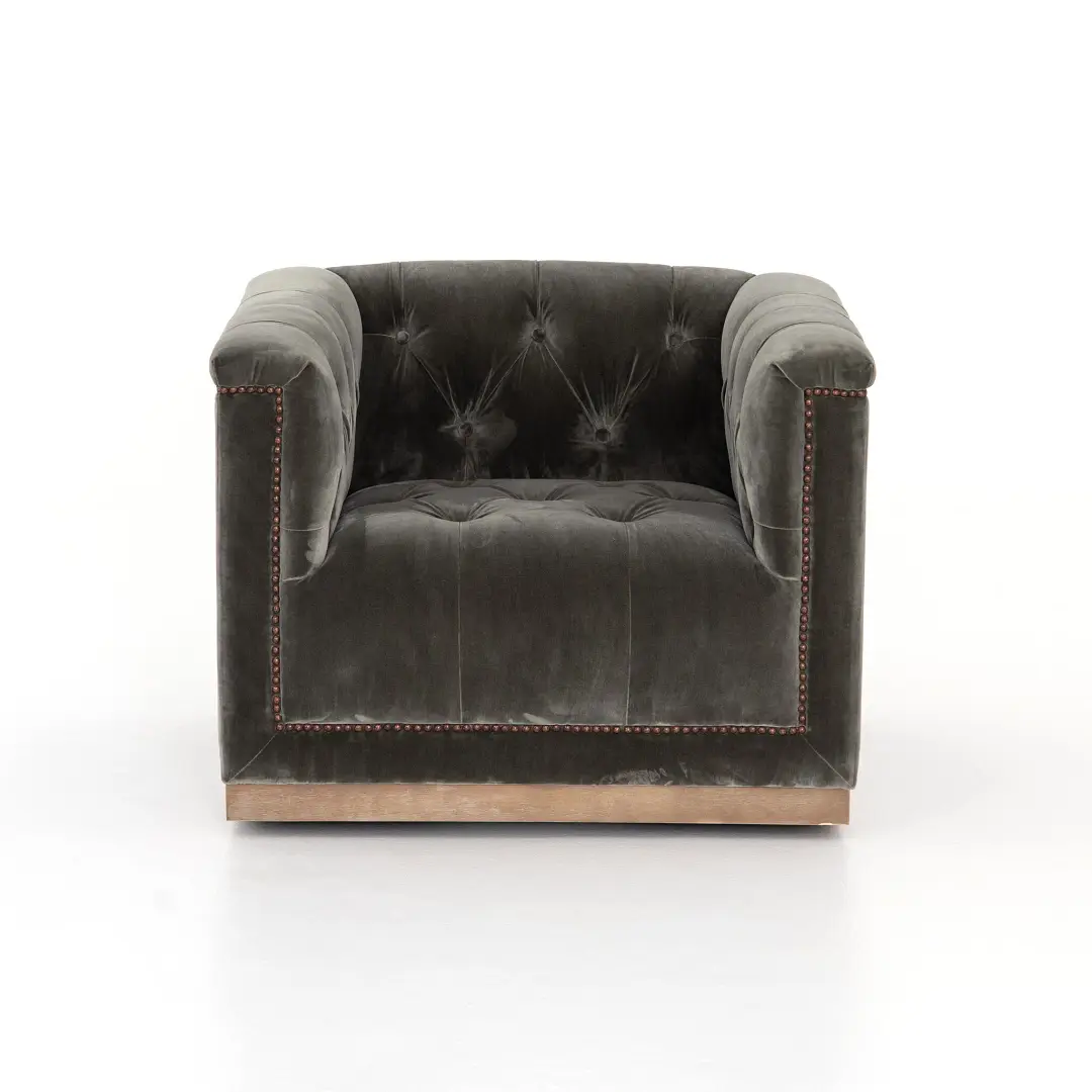 Four Hands Nannie Dark Gray Velvet Swivel Chair Four Hands Nannie Dark Gray Velvet Swivel Chair