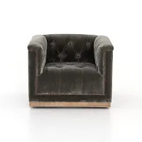 Four Hands Maxx Dark Gray Velvet Swivel Chair