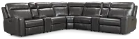 Benji Dark Gray Lthr/vinyl Large Dual Power Reclining Two-arm Sectional