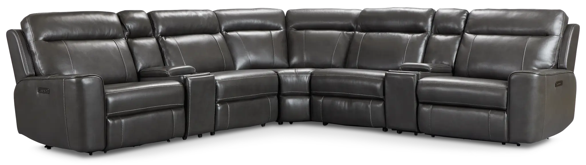 Benji Dark Gray Lthr/vinyl Large Dual Power Reclining Two-arm Sectional Benji Dark Gray Lthr/vinyl Large Dual Power Reclining Two-arm Sectional