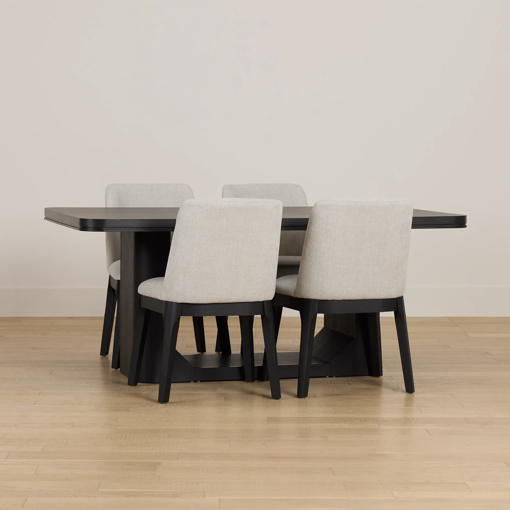 Emory Black Rectangular Table & 4 Upholstered Chairs