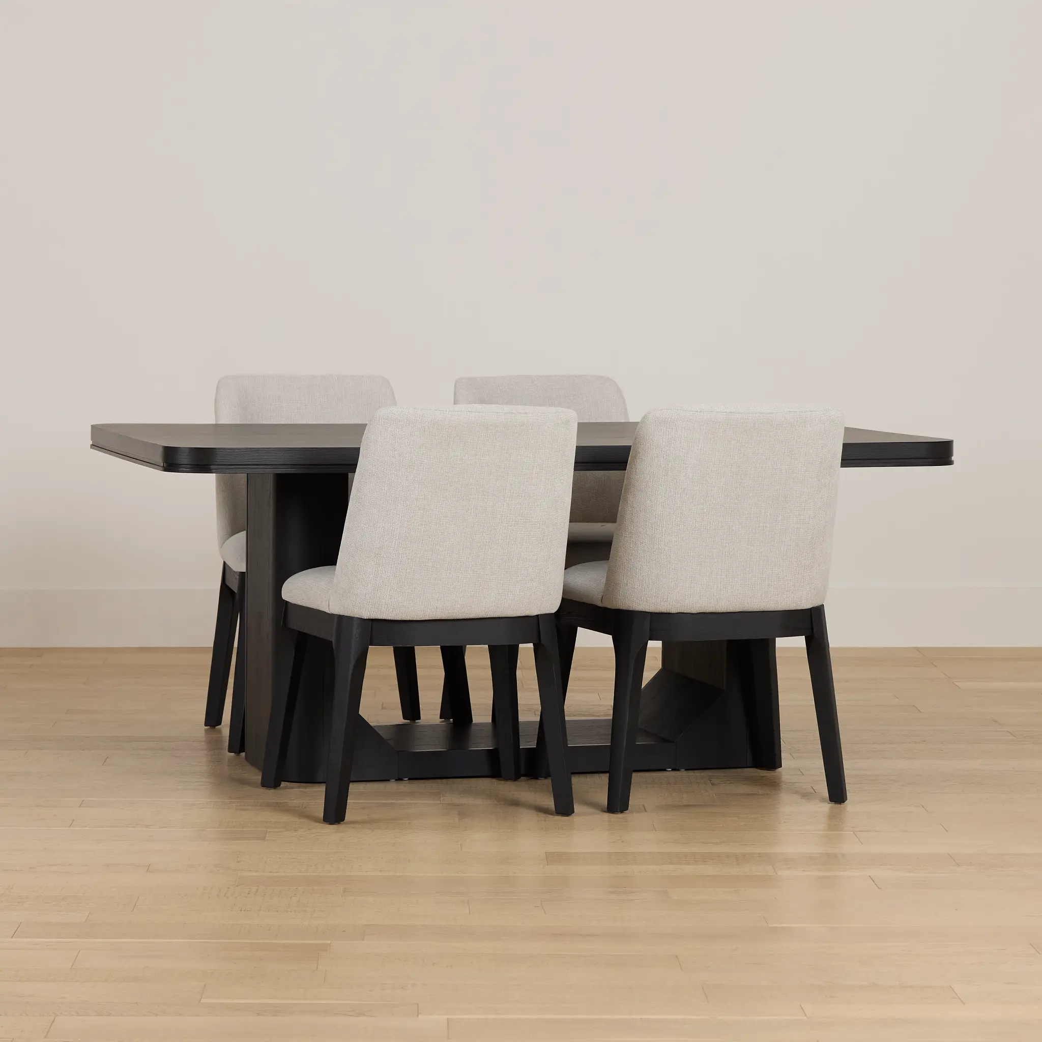 Emory Black Rectangular Table & 4 Upholstered Chairs Emory Black Rectangular Table & 4 Upholstered Chairs