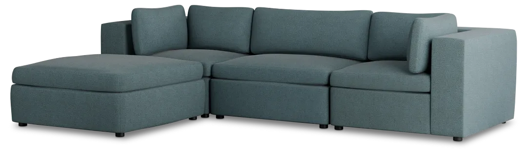 Destin Sutton Blue Fabric 4-piece Bumper Sectional