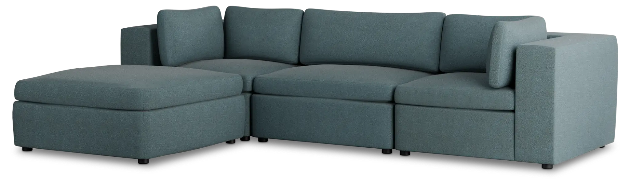 Destin Sutton Blue Fabric 4-piece Bumper Sectional Destin Sutton Blue Fabric 4-piece Bumper Sectional
