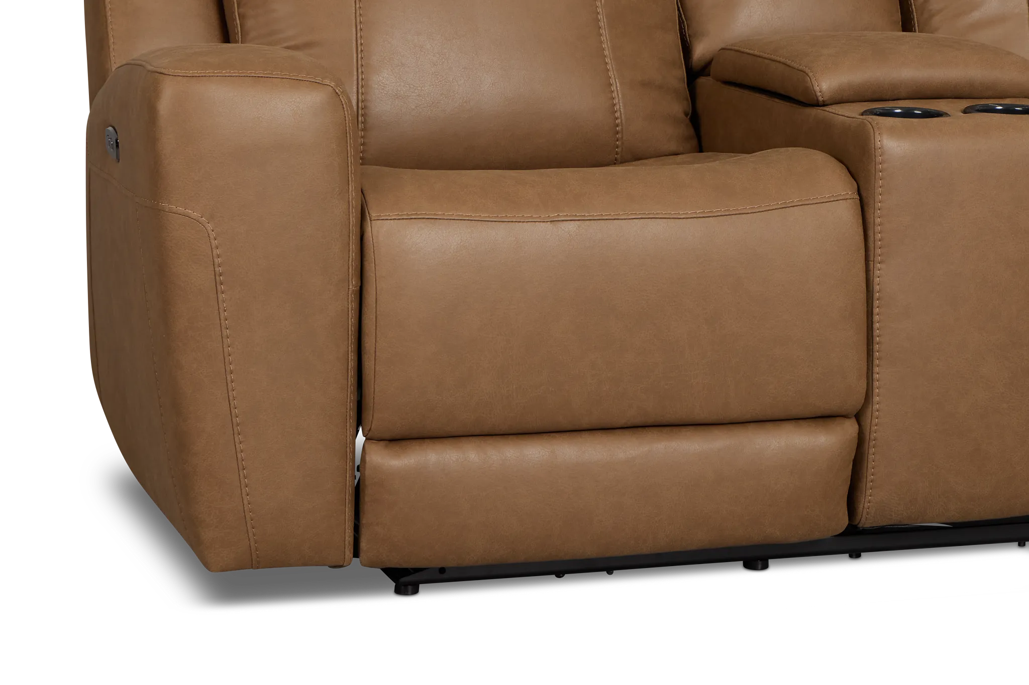 Colton Brown Micro Power Reclining Console Loveseat W/ Power Headrest