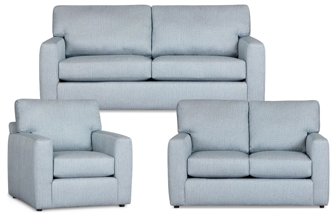 Rhodes Light Blue Fabric Living Room Rhodes Light Blue Fabric Living Room