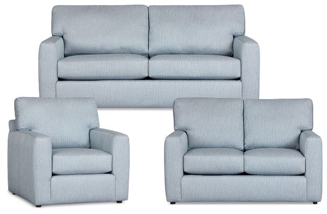 Rhodes Light Blue Fabric Living Room