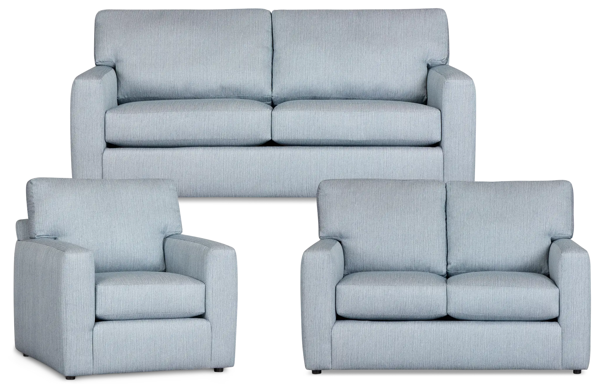 Rhodes Light Blue Fabric Living Room Rhodes Light Blue Fabric Living Room