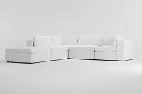 Destin Revenue White Fabric 5pc Bumper Sectional