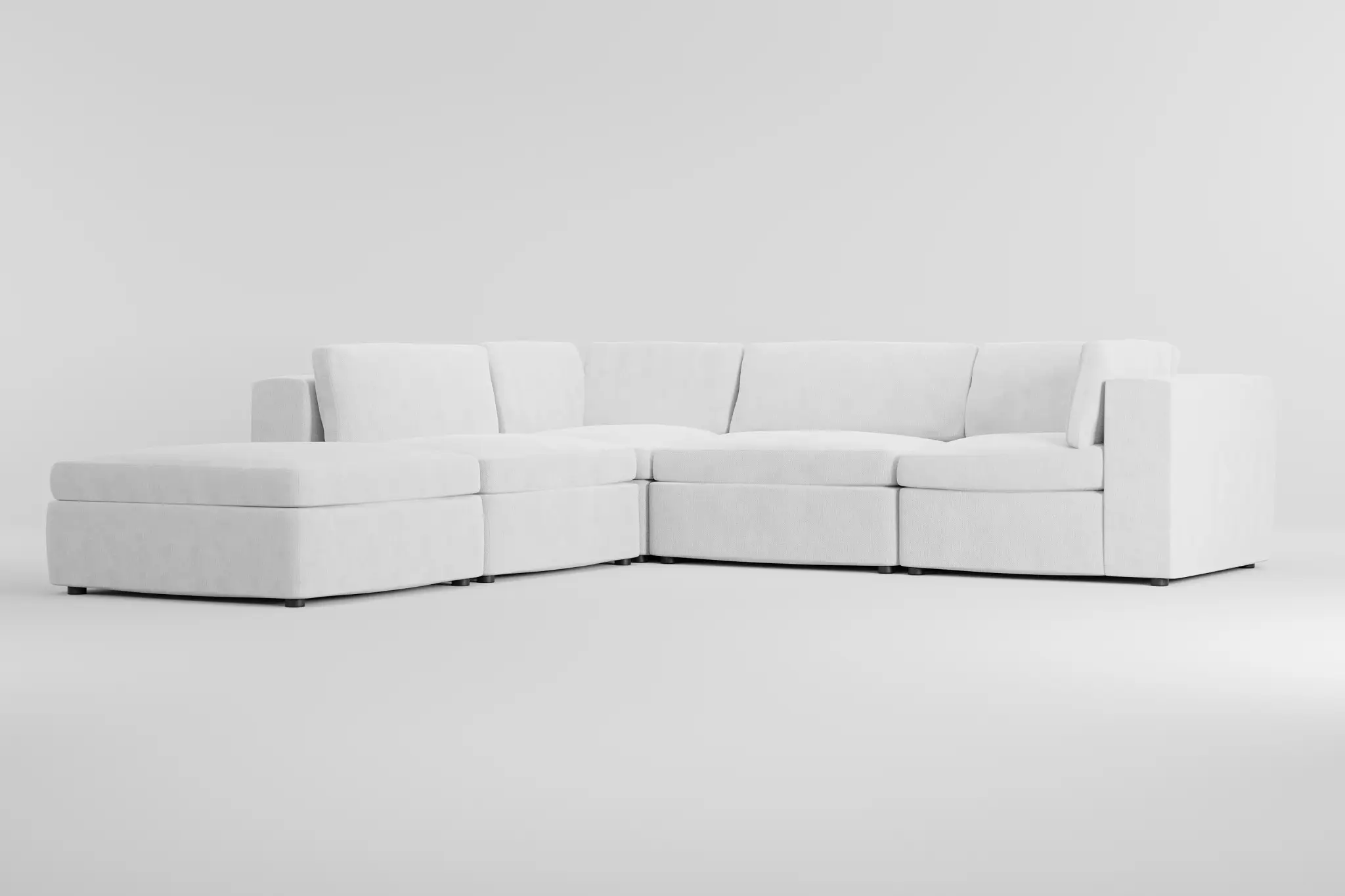 Destin Revenue White Fabric 5pc Bumper Sectional Destin Revenue White Fabric 5pc Bumper Sectional
