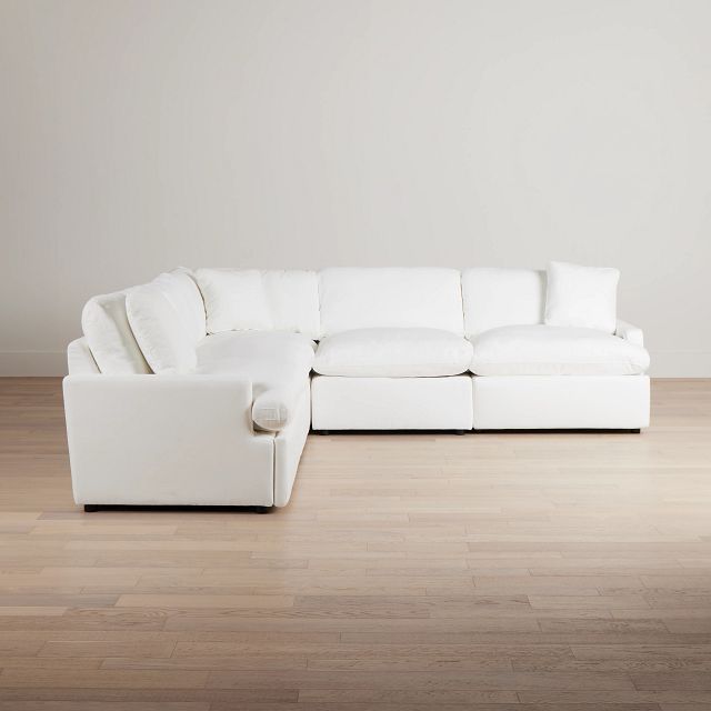 Skye White Fabric Small Dual Power Reclining Two-arm Sectional