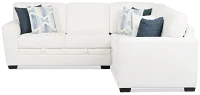 Everly White Fabric Small 2-arm Right Sleeper Storage Sectional