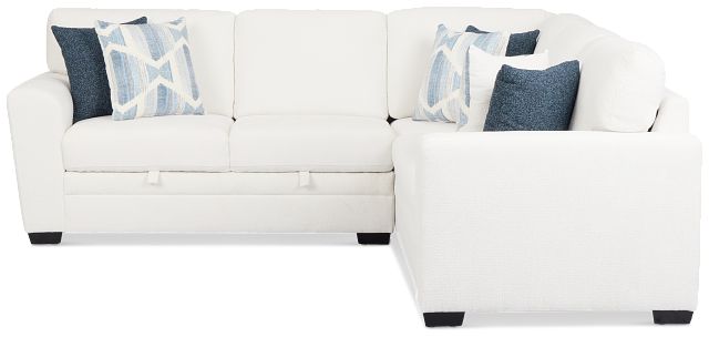 Everly White Fabric Small 2-arm Right Sleeper Storage Sectional