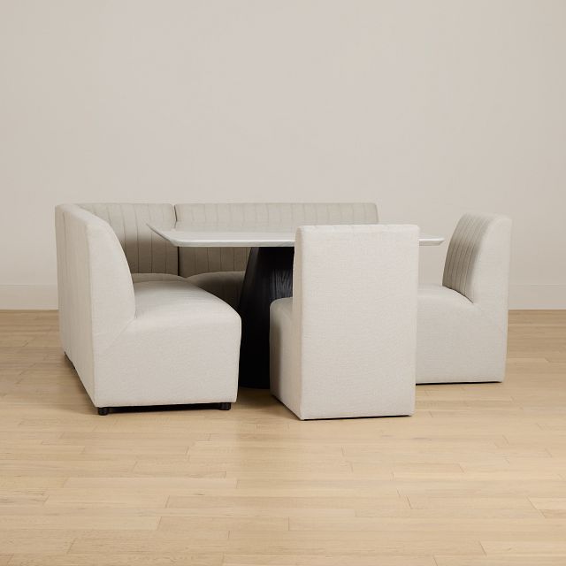 Palisades White Square Table, 2 Chairs & Bench