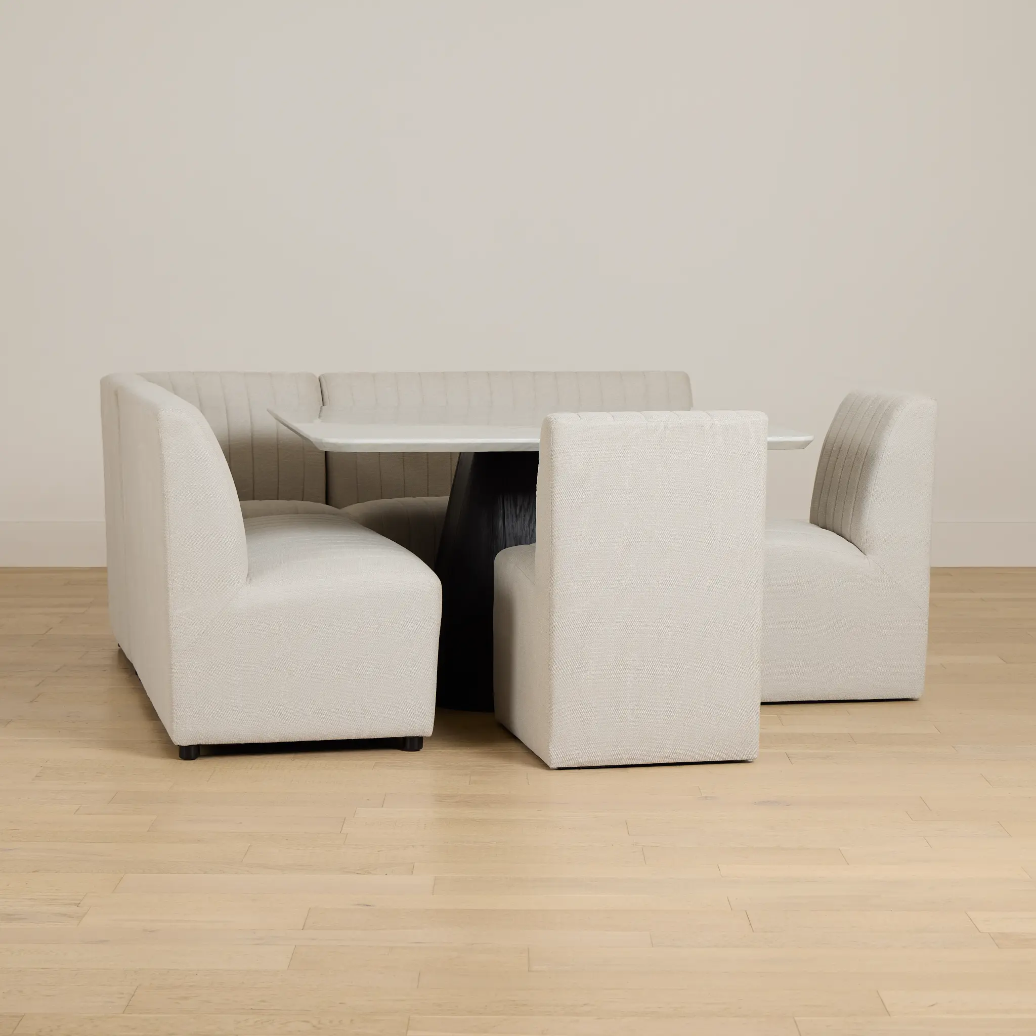 Palisades White Square Table, 2 Chairs & Bench Palisades White Square Table, 2 Chairs & Bench