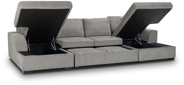 Blakely Gray Fabric Double Chaise Sleeper Sectional
