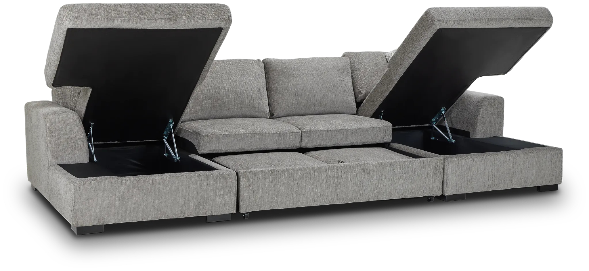 Blakely Gray Fabric Double Chaise Sleeper Storage Sectional