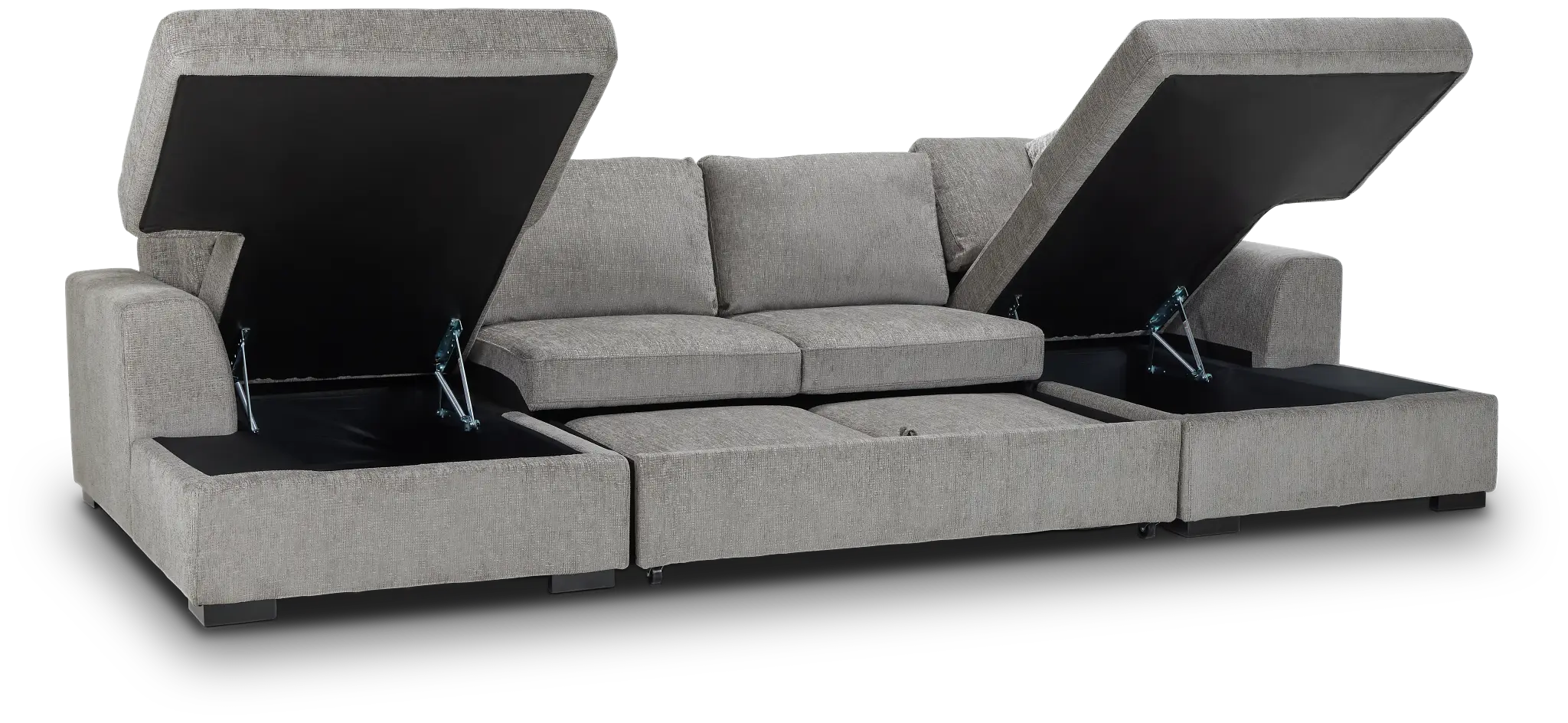 Blakely Gray Fabric Double Chaise Sleeper Storage Sectional Blakely Gray Fabric Double Chaise Sleeper Storage Sectional