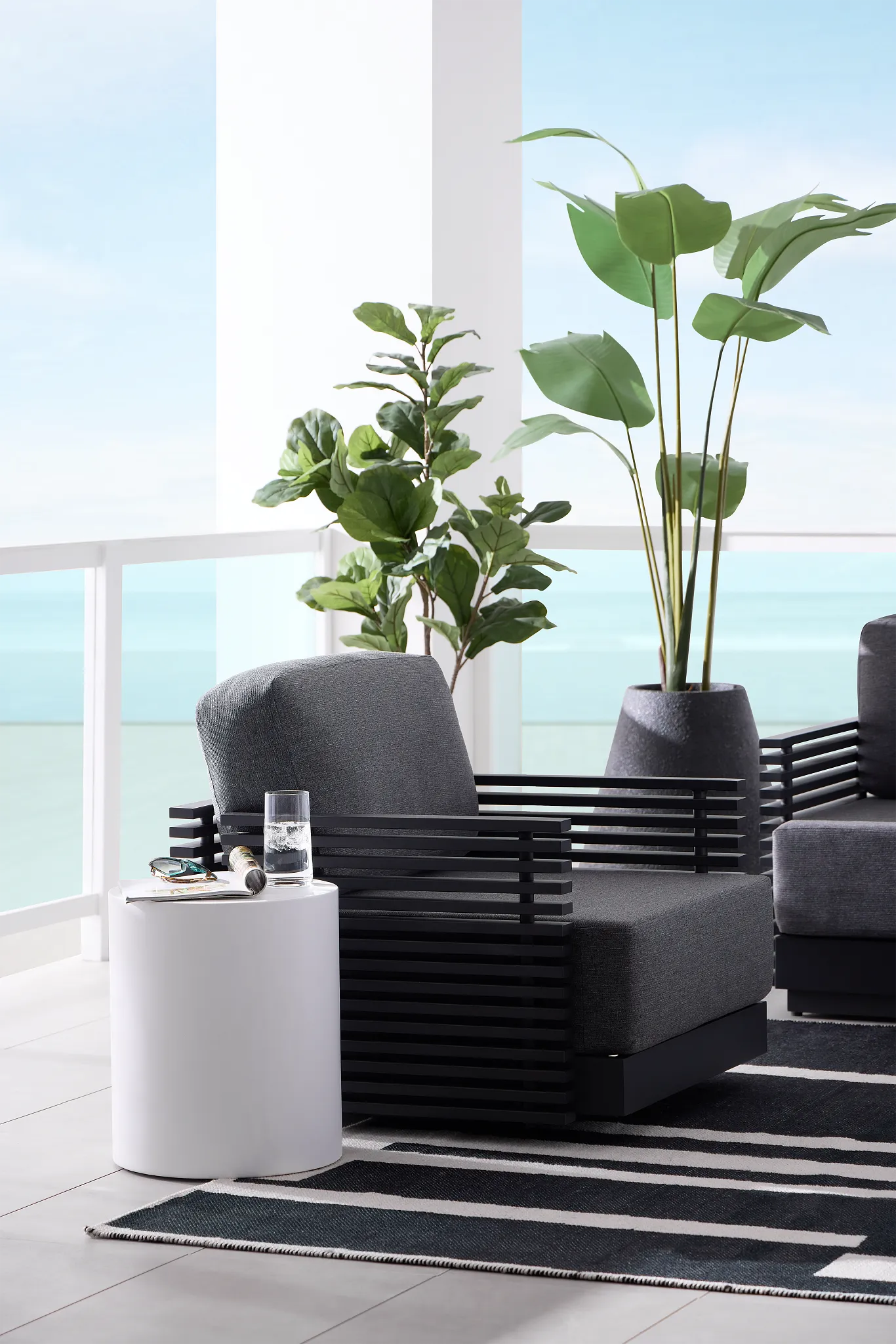 Monterey Black Aluminum Chair With Gray Cushion