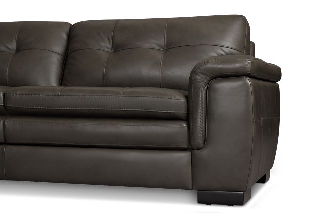 Braden Dark Gray Leather Right Chaise Sectional