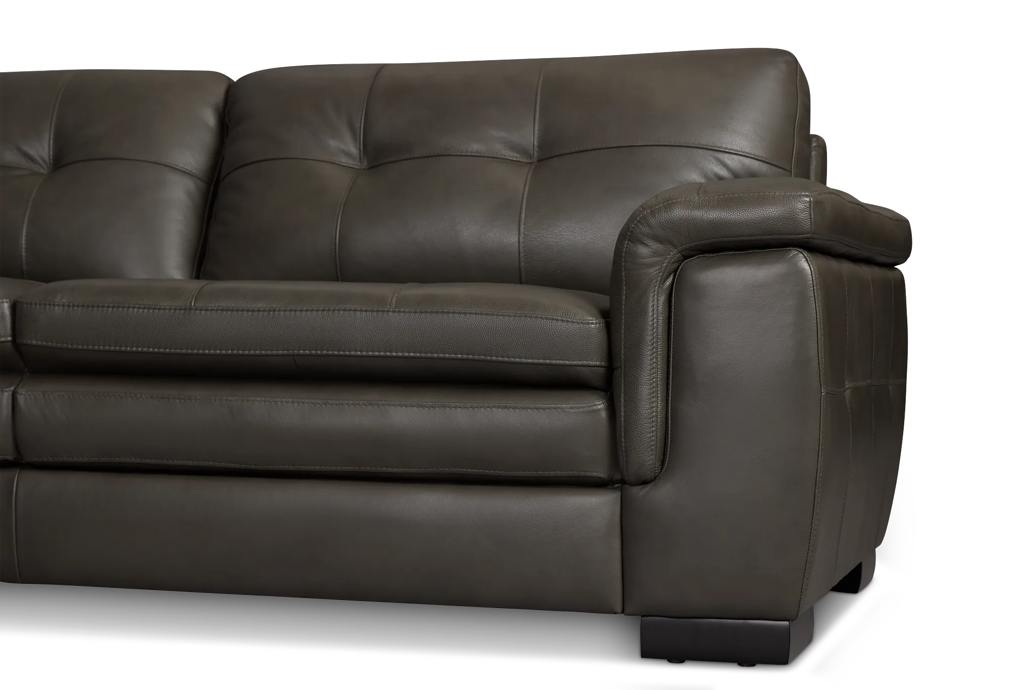 Braden Dark Gray Leather Right Chaise Sectional