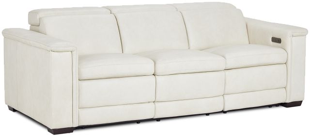 Ainsley White Leather Power Reclining Sofa