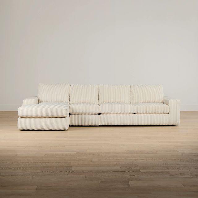 Charlie Ivory Fabric Small Left Chaise Sectional