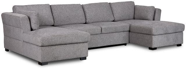 Amber Dark Gray Fabric Double Chaise Sleeper Sectional (1)