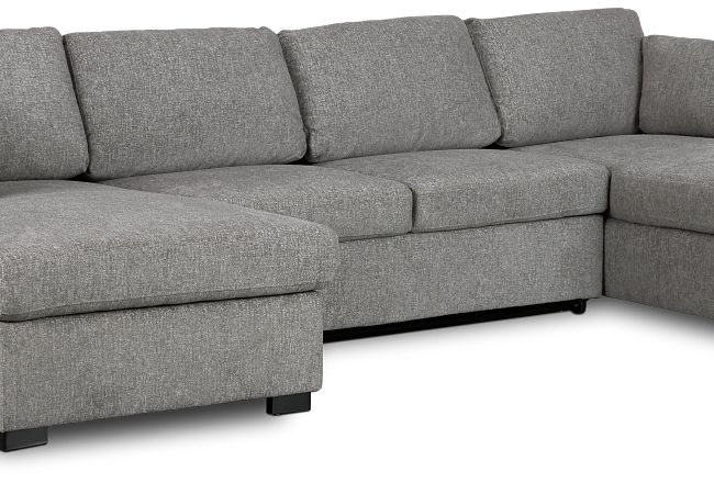 Amber Dark Gray Fabric Double Chaise Sleeper Sectional