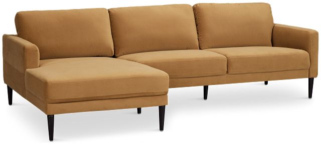 Nala Light Brown Velvet Left Chaise Sectional