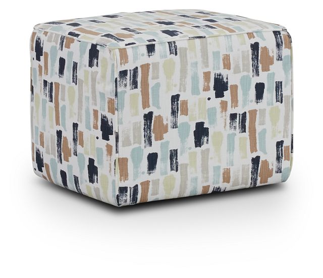 Artist Dark Blue Fabric Accent Pouf