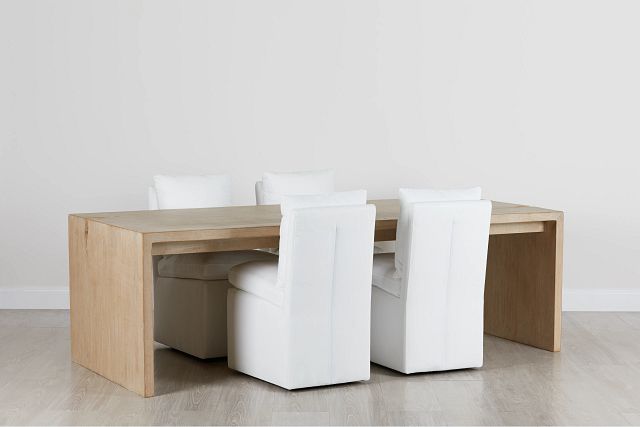 Merwin Light Tone Wood Rectangular Table & 4 Upholstered Chairs (0)