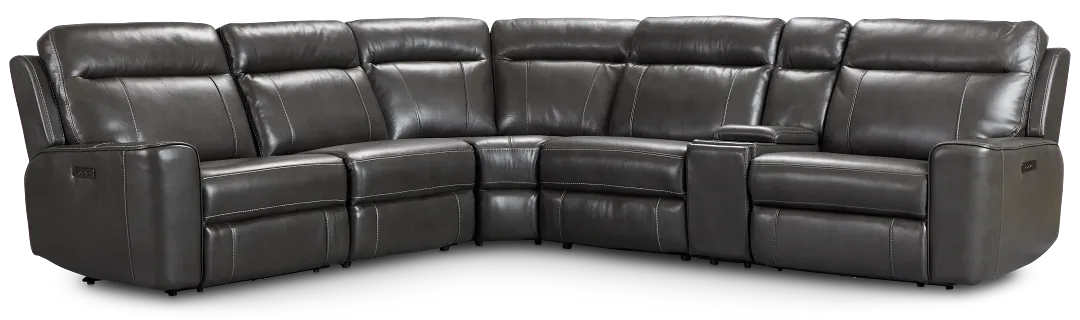 Benji Dark Gray Lthr/vinyl Medium Dual Power 2-arm Reclining Sectional