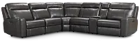 Benji Dark Gray Lthr/vinyl Medium Dual Power 2-arm Reclining Sectional