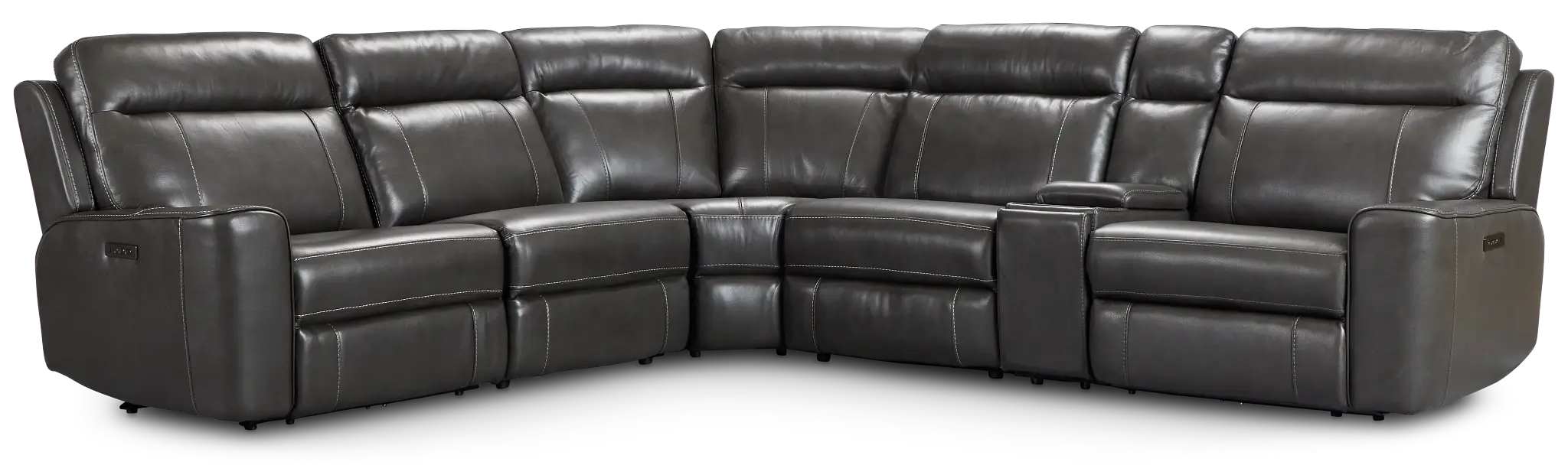 Benji Dark Gray Lthr/vinyl Medium Dual Power 2-arm Reclining Sectional Benji Dark Gray Lthr/vinyl Medium Dual Power 2-arm Reclining Sectional