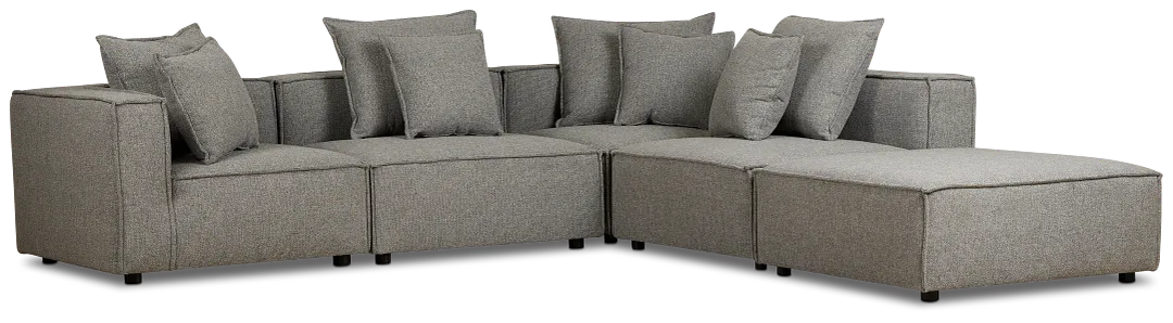 Tatum Gray Fabric 5pc Bumper Sectional