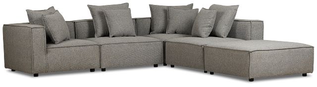 Tatum Gray Fabric 5pc Bumper Sectional