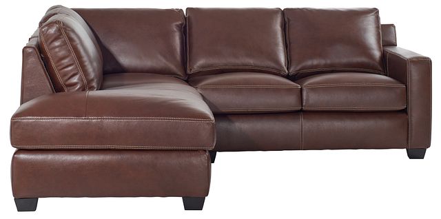Carson Medium Brown Leather Left Bumper Sectional
