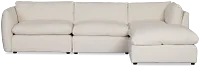 Serena White Fabric 4-piece Left Facing Bumper Sectional