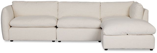Serena White Fabric 4-piece Left Facing Bumper Sectional