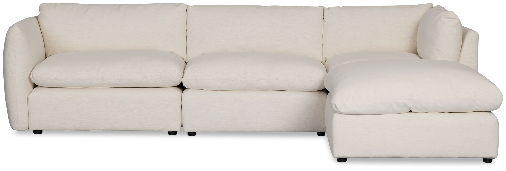 Serena White Fabric 4-piece Left Facing Bumper Sectional