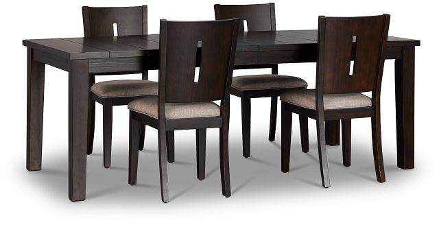 Sienna Dark Tone Rect Table & 4 Wood Chairs