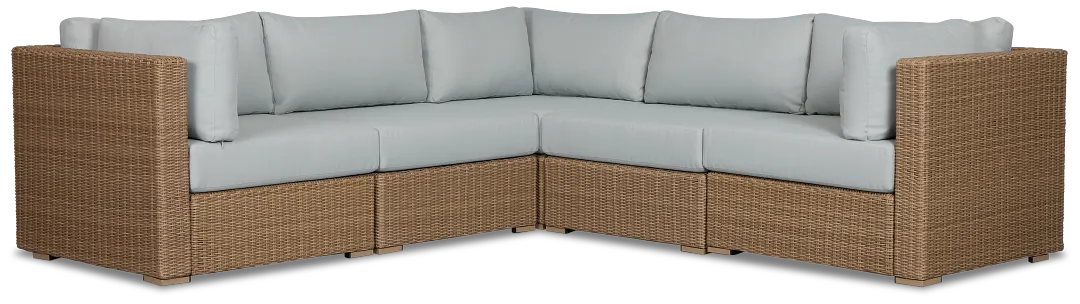 Montecito Light Tone 5-piece Modular Sectional With Light Blue Cushions