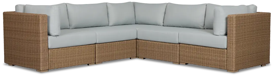 Montecito Light Tone 5-piece Modular Sectional With Light Blue Cushions Montecito Light Tone 5-piece Modular Sectional With Light Blue Cushions