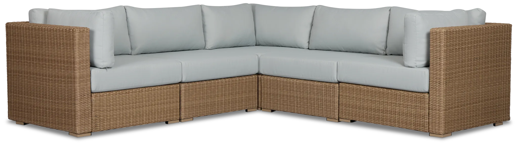 Montecito Light Tone 5-piece Modular Sectional With Light Blue Cushions