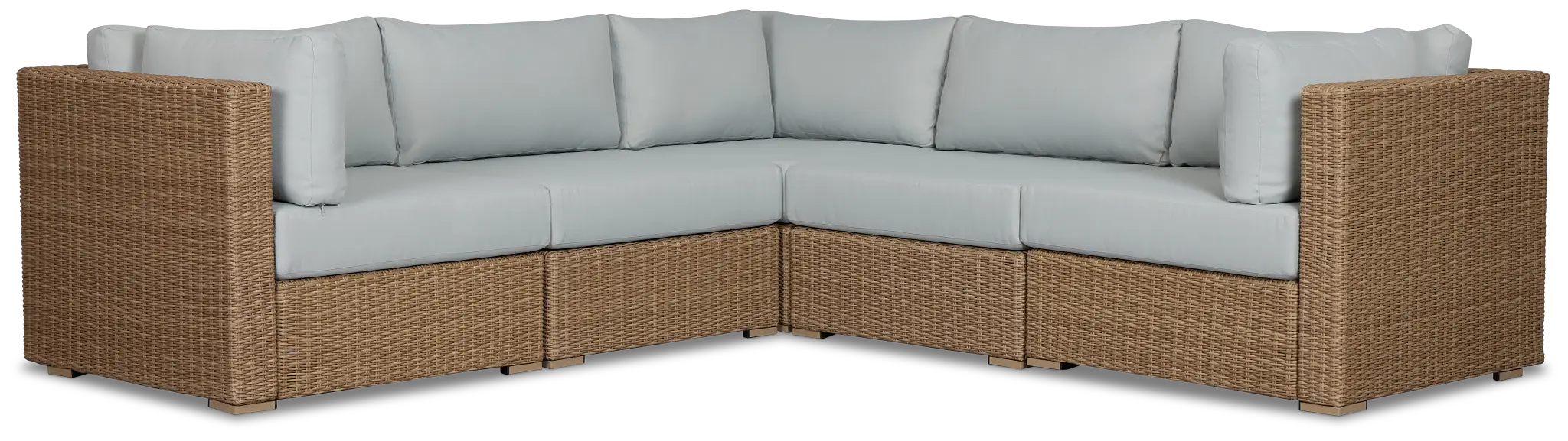 Montecito Light Tone 5-piece Modular Sectional With Light Blue Cushions Montecito Light Tone 5-piece Modular Sectional With Light Blue Cushions