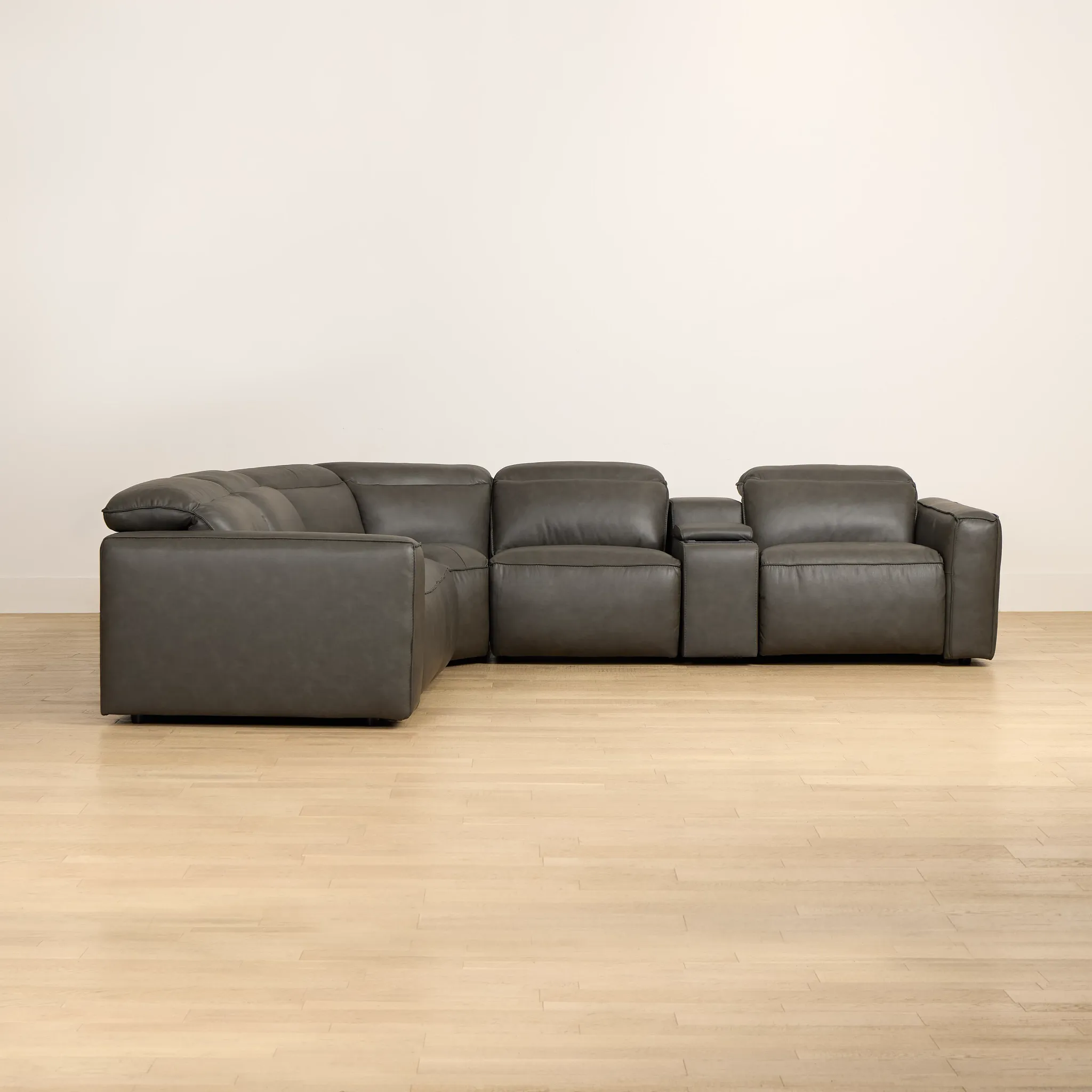 Ryland Dark Gray Lthr/vinyl Medium Dual Power 2-arm Reclining Sectional