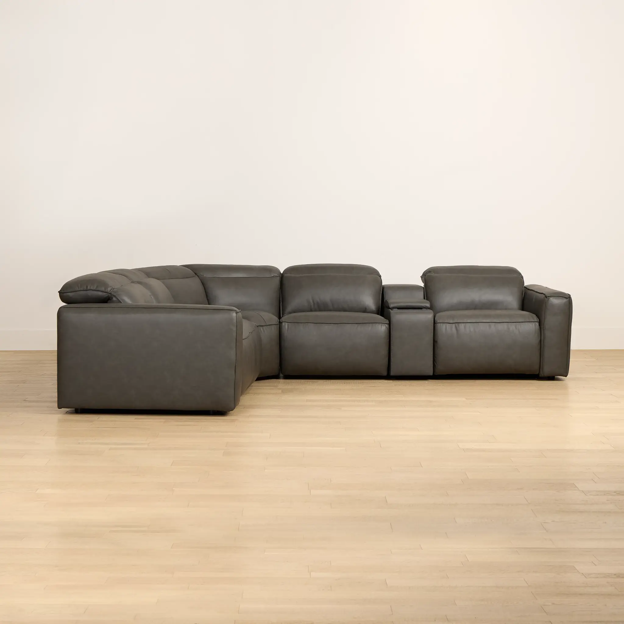 Ryland Dark Gray Lthr/vinyl Medium Dual Power 2-arm Reclining Sectional Ryland Dark Gray Lthr/vinyl Medium Dual Power 2-arm Reclining Sectional