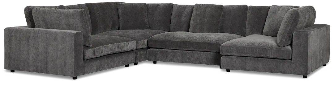 Lounge Dark Gray Fabric Medium Right Chaise Sectional